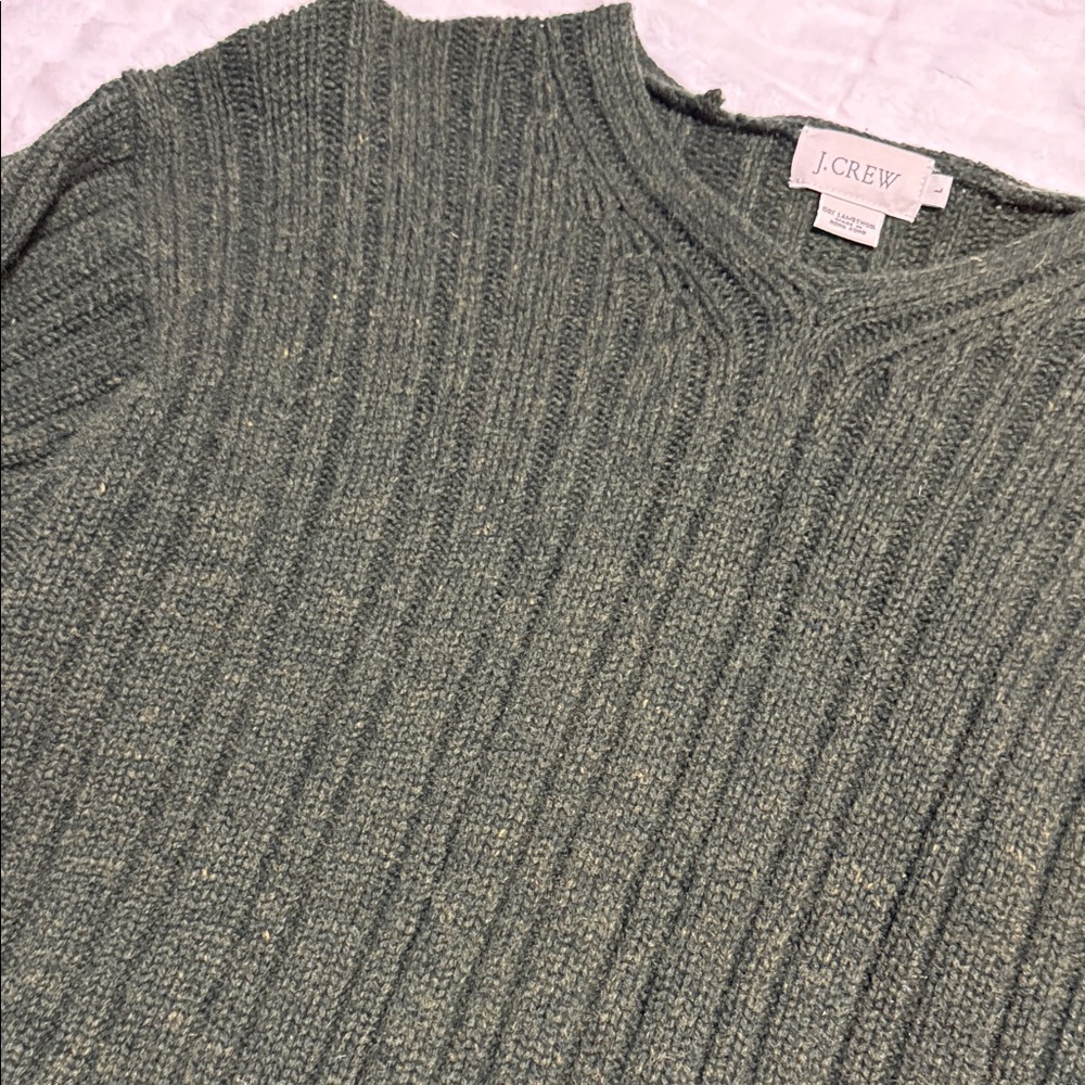 J. Crew Men's Ribbed Crewneck Sweater in Olive